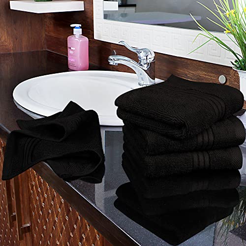 Utopia Towels 12 Pack Premium Wash Cloths, 12x12 in, 100% Cotton, Black | Highly Absorbent Soft Feel Lightweight Washcloths - Premium Ring Spun Cotton, Ideal for Bathroom, Spa, Gym & Face - color: Black