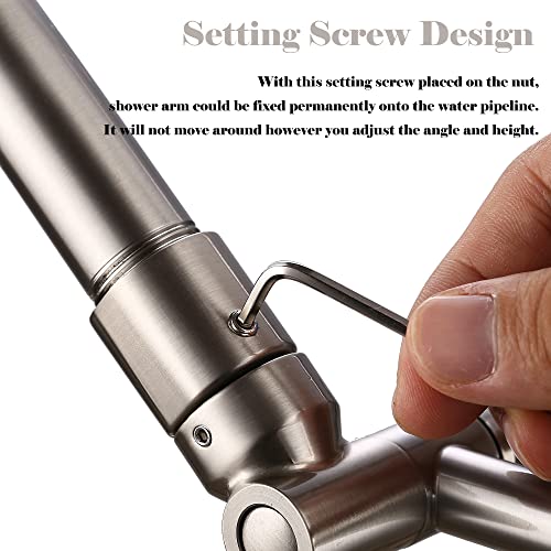 Shower Head Extension Arm - 13'' Shower Arm Extension for Rain & Handheld Shower Head, Height & Range Adjustable Shower Extension Arm with Locking Nuts, G1/2 Universal Connector, Brushed Nickel - color: Brushed Nickel