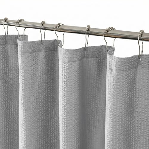 Small Stall Shower Curtain - Embossed Textured Bathroom Curtain, 36 x 72 Shower Curtain for RV Camper, Machine Washable Water Resistance, Light Grey - color: Light Grey, size: 36"W x 72"L (Pack of 1)