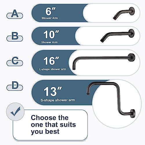 BRIGHT SHOWERS 16-Inch Shower Head Extension Arm with Flange, L Shaped Shower Extender, Extra-Long Stainless Steel Shower Pipe, Oil-Rubbed Bronze - color: Oil Rubbed Bronze, style: L-Shape 16 Inch