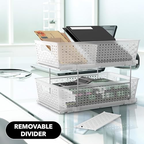 Simple Houseware 2 Tier Pull-Out Sliding Drawer Under Sink Storage, Clear | Great for Kitchen Bathroom Tray Shelf Organizer - color: Clear