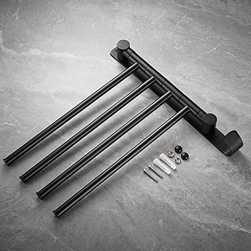 Brass Swing Out Towel Bar Holder Wall-Mounted/Black Swivel Towel Rack Hanger Organizer for Bathroom, 4-Bar Towel Bar Folding Arm Swivel Hanger Bathroom Storage Black - color: Black