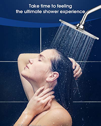 Large Shower Head VMASSTONE 9In High Pressure Showerhead - Tool Free Installation- with Large Spray Surfaces and 200 Nozzles for Delicate and Unstimulate Shower Experience (EM-001 Chrome/Dark Grey) - color: Chrome/Dark Grey
