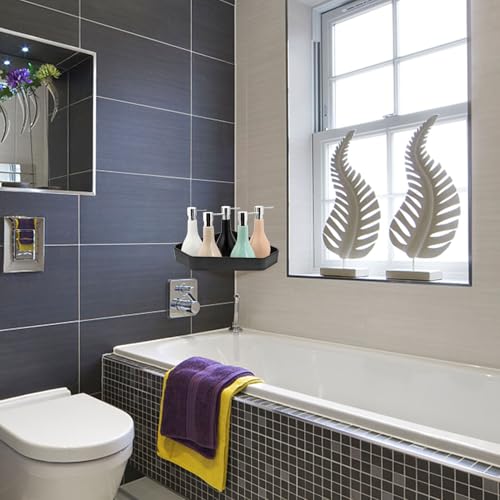 Matte Black Corner Wall Storage Shelf Space-Saving Floating Rack for Bathroom Shower with Strong Bearing Capacity Easy Wall Mount Installation