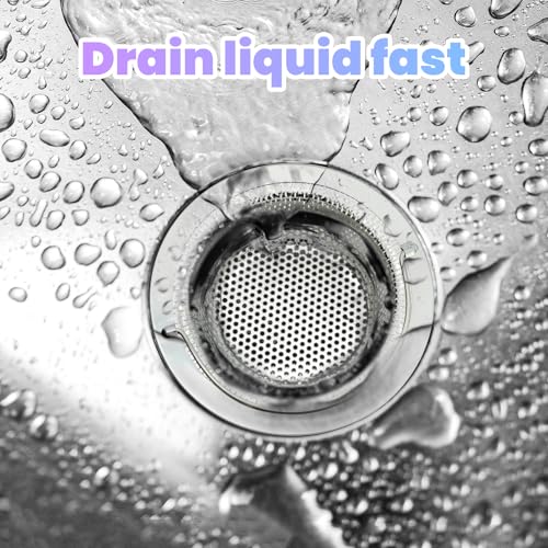 2 Pack Kitchen Sink Drain Strainer with Handle, Stainless Steel Large Kitchen Sink Drain Basket Food Catcher, Outer Diameter 4.5 Inch, Rust Free