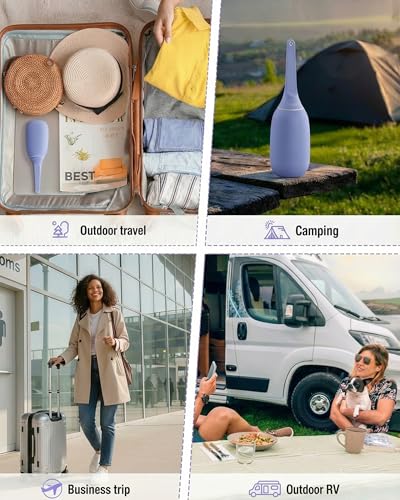High Pressure Portable Bidet for Travel,Foldable Flip-Top Peri Bottle | with Hook Ring,Handheld Bidet Sprayer for Personal Hygiene,BPA-Free,400ML Personal Toilet for Women Men Baby Cleaning(Purple)
