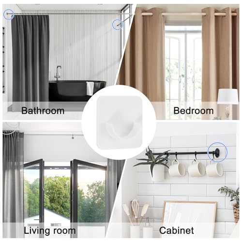 uxcell 8 Pack Shower Rod Holder, 0.87 Inch Adhesive Shower Curtain Rod Holder No Drilling Shower Rod Holders for Bathroom Bedroom, White(Rod Not Included) - size: 0.87 Inch