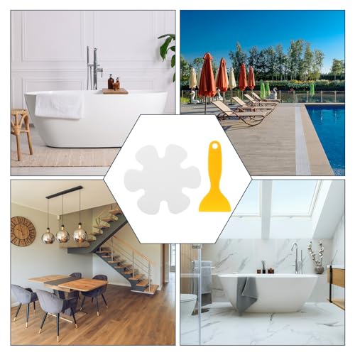 uxcell 20pcs Non-Slip Bathtub Stickers, Anti Slip Shower Stickers Showers Treads Bright Flowers Appliques with Scraper for Bath Tub Shower Stairs, Clear - color: Clear