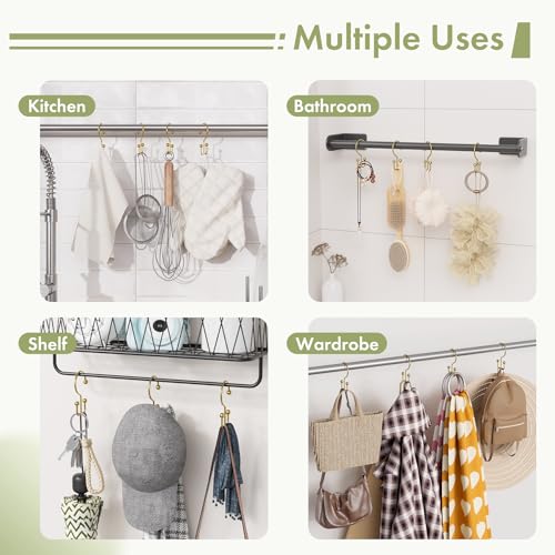 Gold Shower Curtain Hooks, 12PCS Minimalist Simple Double Shower Curtain Rings, Rust-Resistant Metal Shower Hooks Shower Curtain Hangers, Shower Rings for Bathroom Shower Rods Curtains - color: Gold, style: Minimalist - Double Hooks