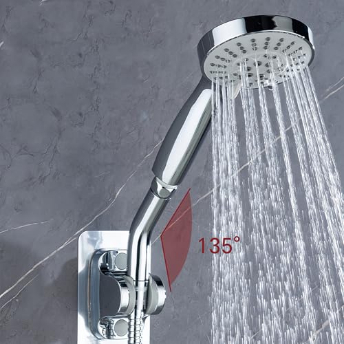 Universal Fit Handheld Shower Head Adapter, 45° Stainless Steel Polished Chrome Elbow Connector - Leak-Proof Shower Accessory