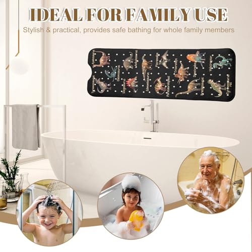 Dinosaur Bathtub Mat Non Slip with Drain Holes and Suction Cups Bath Mat 40x16 Inch Tub Mats Shower Mats for Kids - color: Dinosaur