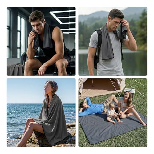 PROIRON Microfiber Towel,Quick Dry & Super Absorbent Towel,Travel & Gym & Camping Towel Lightweight for Swimming,Beach,Gym-32 x16“ - color: Dark Gray