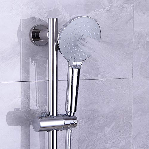 Shower Slide Bar with three Function Massaging Hand Shower Head Adjustable SUS 304 Stainless Steel Polished D500011C - color: Chrome