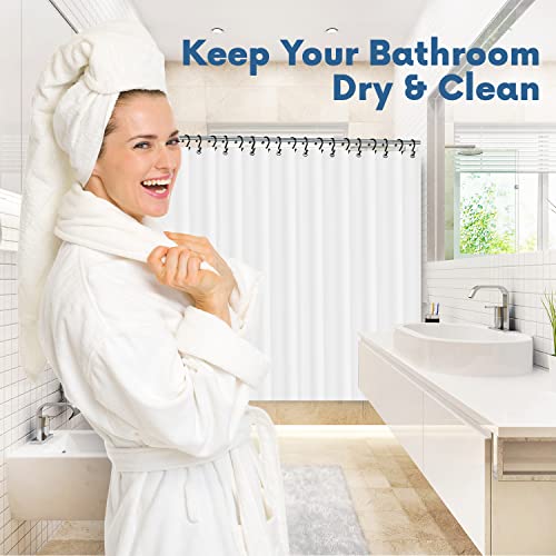 No Smell Shower Curtain Liner 72x72 White - PEVA Plastic Shower Curtain for Bathroom, PVC-Free Waterproof Shower Liner with Metal Grommets and Magnet-Weighted Bottom Hem - Washable Inner Liner - color: White