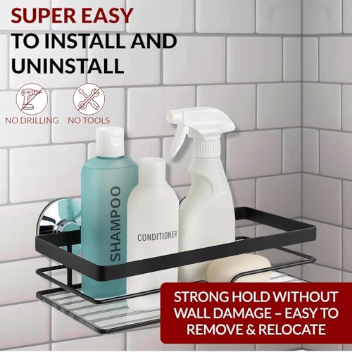 2-Pack Corner Shower Caddy - No Drill Corner Shower Shelves, Rust-Resistant Bathroom Organizer for Shampoo, Soap & Toiletries, Black - style: RECTANGLE