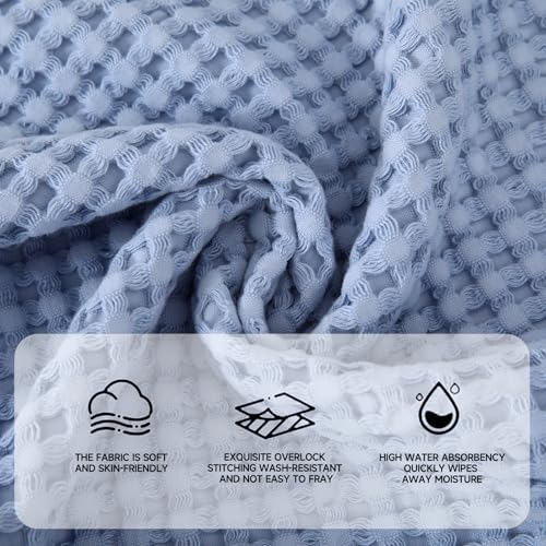 Luxury 100% Cotton Towel Set – 8 Piece Bathroom Towel Set (2 Bath Towels, 2 Hand Towels, 4 Washcloths) – Soft & Absorbent Towels for Bathroom (Blue) - color: Blue