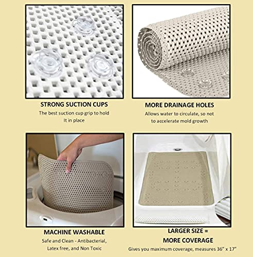 Bathtub Mat Non Slip, Bath Mat for Tub Non Slip, Tub Mat Extra Large 36 x 17 in, Bathtub Mat with Suction Cups & Drain Holes, Soft Foam, Machine Washable, Blue - color: Blue