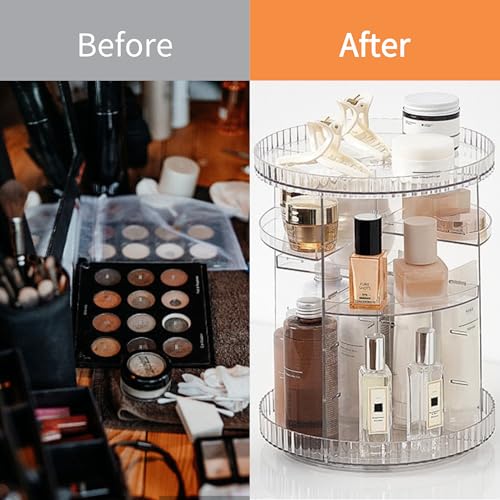 vacane Clear Rotating Makeup Organizer,8 Adjustable Layers Vanity Organizer Skincare Storage,Cosmetic Display Case 360° Stabilizly Spinning Multi-Function Storage for Bathroom and Bedroom Countertop - size: Tall | 8 Tier