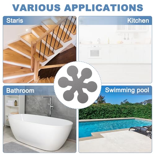 PATIKIL 20 Pcs Non Slip Bathtub Stickers, Anti Slip Shower Stickers with Scraper Bathroom Shower Floor Decals Snowflake Shape Cute Treads Tubs, Gray - color: Gray
