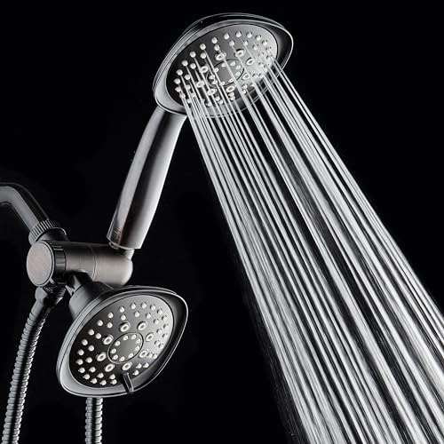 AquaDance Luxury Square 48-setting High-Pressure Dual Head/Handheld Shower Spa Combo. Extra-Long 72" Stainless Steel Hose, 3-way Flow Diverter, Oil-Rubbed Bronze Finish - color: Oil Rubbed Bronze