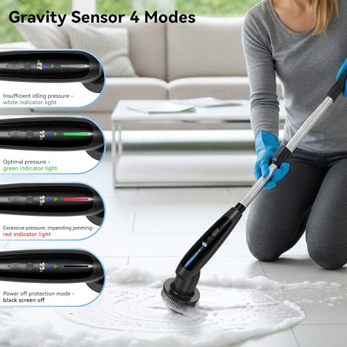 Electric Cleaning Brush - 10-in-1 IPX7 Full Waterproof Electric Spin Scrubber with LED Display, Gravity Sensing Dual Speed Adjustment, Suitable for Bathrooms, Kitchens, Sinks, Tiles, Cars