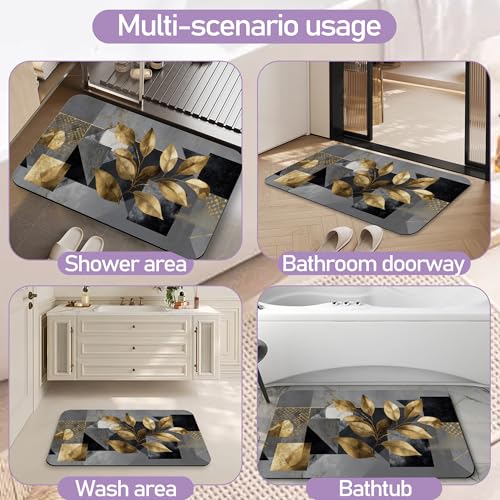 Modern Gray Bathroom Rugs Mat, Super Absorbent Quick Drying Floor Mat for Bathroom Entryway 17"x30" - color: Modern Gray