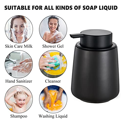 12Oz Hand Soap Dispenser - 2 Pack Ceramic Foam Soap Dispenser Set | Foaming Dispenser with Easy-to-Press Pump, Reusable and Refillable Mordern Dish Soap Dispenser for Bathroom & Kitchen, Black - color: Black Foming Dispenser