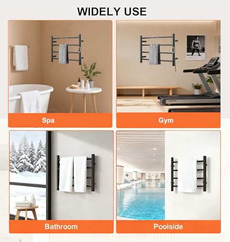 (1 Pack) Electric Towel Warmer with Built-in Timer - Wall Mounted Bathroom Heated Towel Rack, Plug-in Design Black - size: Size 1