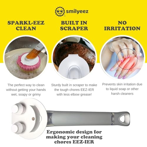 The Original Smiling Handle with Soap Dispensing for Scrub Daddy (Reg. TM) Sponge and Scrub Moji Sponge (Light Blue) - color: Light Blue