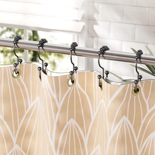 Black Shower Curtain Hooks, Shower Curtain Hooks Rust Proof 12 Pcs Stainless Steel Shower Hooks for Shower Curtain, Double Shower Curtain Hooks for Bathroom Shower Rods Curtain - color: Matte Black, style: Double Hooks
