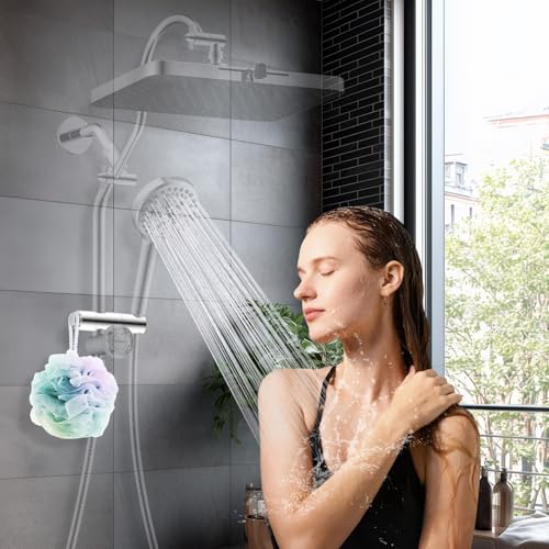 Hibbent Adjustable Shower Head Holder for Slide Bar, Universal 18.5-25mm Handheld Showerhead Bracket, Sprayer Holder with Hanging Design, Bathroom Shower Replacement, No Drill Installation, Chrome - style: Chrome