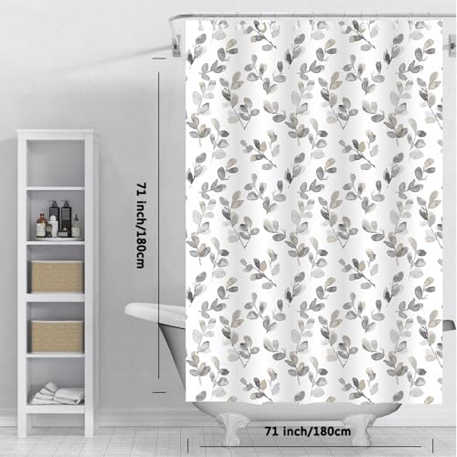 Shower Curtain Liner, 5G Shower Liners with 12 Rustproof Metal Grommets and Weighted Magnets, Waterproof Duty Shower Curtains for Shower Bathroom 72 x 72 - color: Sensitive Plant