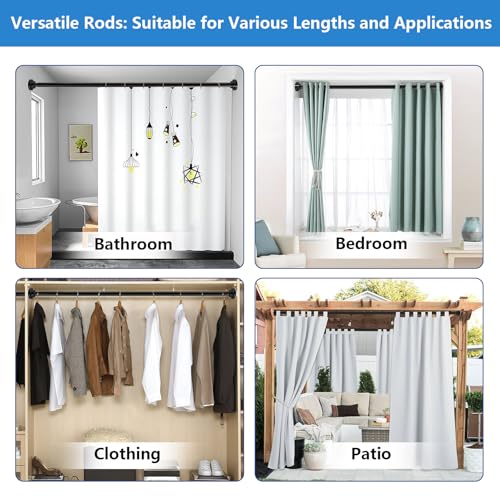 Umimile Shower Curtain Rod, 1 Inch Adjustable Spring Tension Curtain Rod | 304 Stainless Steel Shower Rod for Bathroom, Windows, Never Rust Non-Slip (Black, 42-70”) - color: Black, size: 42-70”