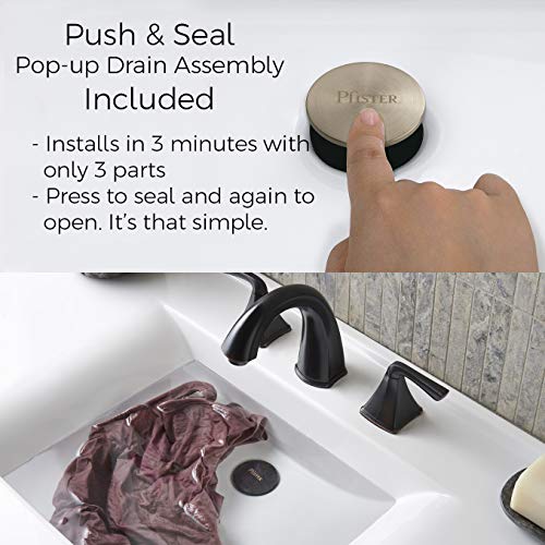Pfister Pasadena 8 inch Widespread 3 Hole Bathroom Sink Faucet with 2 Handles, Brushed Nickel Finish, Push & Seal Drain, Water-Efficient WaterSense Certified LF049PDKK - color: Brushed Nickel
