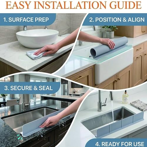 Silicone Sink Splash Guard 23 Inch for Kitchen, Faucet Mat Behind Faucet with Strong Suction Cups, Countertop Protector Keep Dry