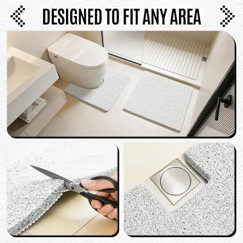 24 * 24in Shower Mat Bathtub Mat Non Slip | Bathmats Non Slip, Quick Drying Foot Scrubber Loofah Mats for Inside Shower, Tub, Bathroom, Home, White - color: White, size: 24" x 24" (Rectangular)