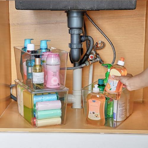 Vtopmart 8 Pack Clear Stackable Storage Bins with Lids, XLarge | BPA-free Plastic, Organize Vertically, For Pantry Kitchen Fridge Cabinet Closet Bathroom, Built to Last, Easy to Move - size: XL(13"L x 7.4"W x 7"H)