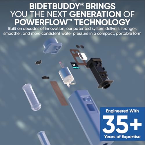 BIDET BUDDY® Evolv Portable Travel Bidet for Men & Women, 530mL - Silver | Self-Cleaning Retractable Nozzle, 1100mAh Rechargeable, USB-C Charging, IPX7 Waterproof with LED Display, 3 Water Flow Modes