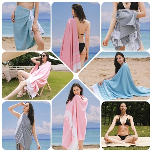 6 Packs Oversized Turkish Beach Towels Set Bulk Clearance Sand Free Pool Swim Bathroom Camp Large No Sand Towel Adults Travel Essentials Cruise Must Haves Accessories Vacation Stuff Deep Blue Dot Set - color: Multi Lightblue Dot