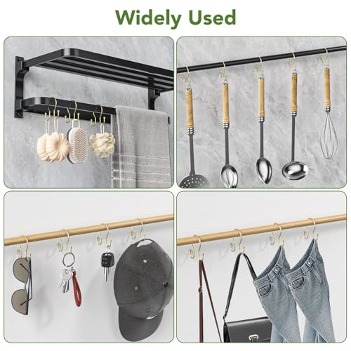 Shower Curtain Hooks, Simple Shower Curtain Rings, Sturdy Shower Curtain Hangers, Double Hook Gold Shower Curtain Hooks, Smooth Gliding Metal Shower Hooks for Shower Curtain (Gold, 24 Pack) - color: Gold, size: 24 Pack