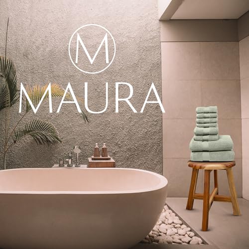 MAURA Sage Green Bath Towel Set of 8 for Bathroom. Turkish Cotton Luxury Bath Towels. Extra Large, Thick, Plush & Soft. Hotel & Spa Quality - Sage Green - color: Sage Green, size: 8-Piece Set (2 Bath, 2 Hand, 4 Washcloth)