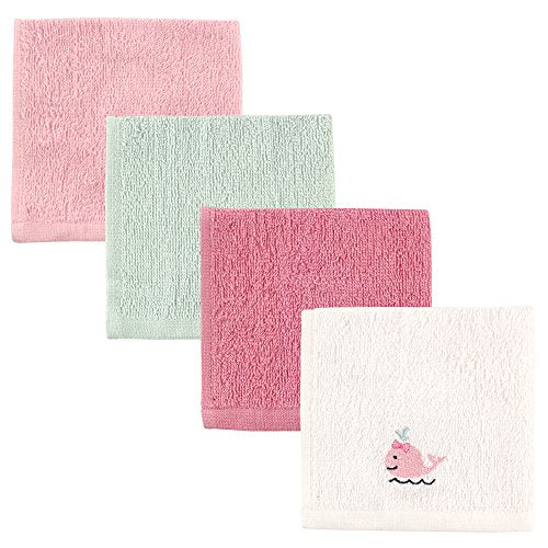 Luvable Friends Unisex Baby Super Soft Cotton Washcloths, Girl Whale, One Size - color: Girl Whale, size: One Size