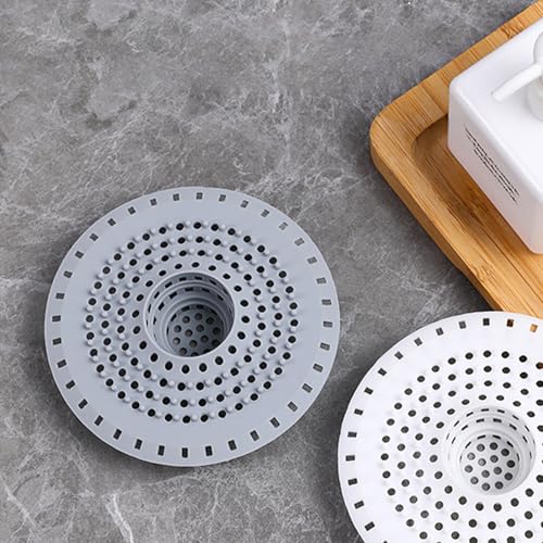 Silicone Bathtub Drain Hair Catcher – 3PCS Shower Drain Protector for 1.48" to 1.76" Regular Drains – Easy-to-Clean and Reusable Grey - color: Round-grey