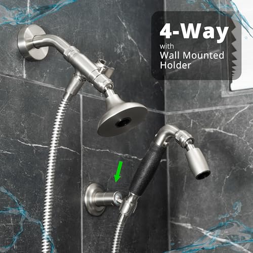 High Sierra® - Solid Lead-Free Metal 4-Way Combo with GEN 3 REFLECTIONS™ Fixed and Handheld Shower Head with Hose. Run Separately or Both at Full Flow - 1.5 GPM per Shower Head - Chrome Finish - color: Chrome, size: 1.5 GPM