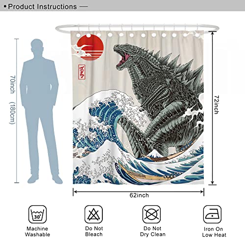 Funny Shower Curtain Set, Fun Anime Monster Shower Curtains for Bathroom Cool Asian Japanese Bathroom Decor Polyester Fabric-62" x 72" - size: 62"W x 72"L (Pack of 1)