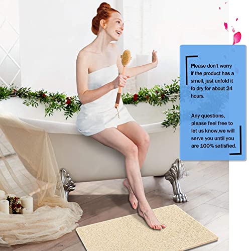 godehone Shower Mats Non Slip Without Suction Cups, PVC Loofah Bathroom Mats, Loofah Mats for Shower and Bathroom, Quick Drying, 23.6× 34.6 Inch, Beige - color: Beige, size: 34.6" x 23.6" (Rectangular)