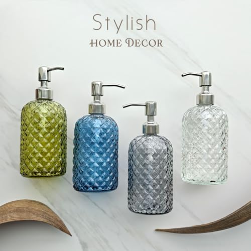 JASAI 18Oz Smoky Gray Glass Soap Dispenser with Rust Proof Pump | Refillable Dish soap Dispenser for Kitchen, Bathroom Soap Dispenser for Dispense Hand soap, Lotion. - color: Smoky Gray