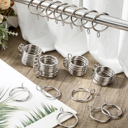 Maitys 100 Pcs Metal Curtain Rings with Eyelet 1.5-inch Inner Diameter Eyelet Curtain Rings for Drapery Clips Hooks for Sliding Window Bathroom Door Shower Rod (Silver) - color: Silver