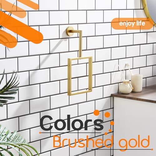 Towel Rings for Bathroom Wall Mounted Vertical Towel Rack Brushed Gold Stainless Steel Contemporary Hand Towels Holder Hanger, AN3005GD - color: Brushd Gold