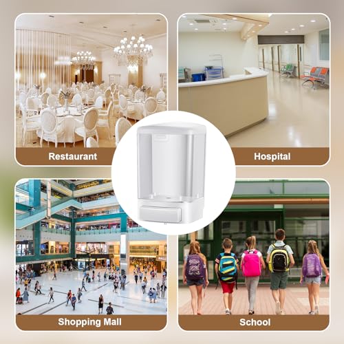 Hushee 4 Pcs Plastic Wall Mounted Soap Dispenser Commercial Manual Soap Containers Wall Dispenser for Kitchen Shower Hotel Liquid Shampoo Gel Chamber(33.8 oz 1000 ml,White) - color: White, size: 33.8 oz 1000 ml